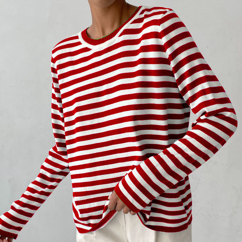 Stilvoller gestreifter Pullover mit Rundhalsausschnitt