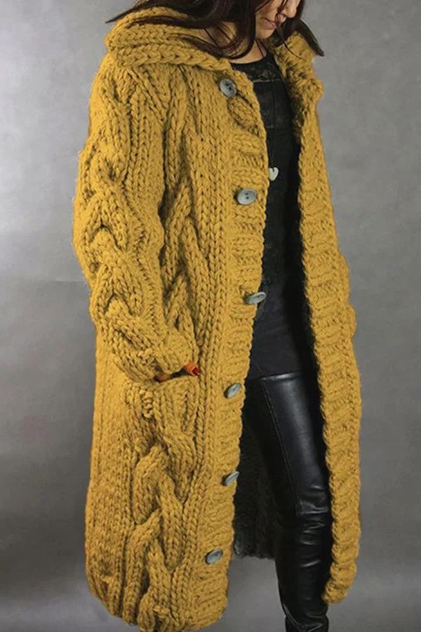 Locker sitzender Cardigan mit Knöpfen und Kapuze für bequeme Tage