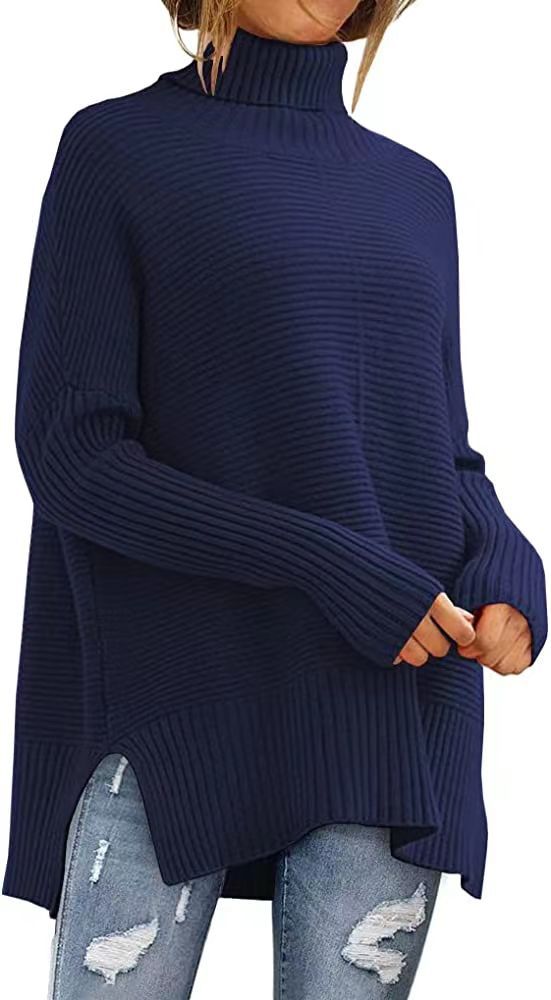 Eleganter Oversize Rollkragenpullover – Damen-Tunika mit Fledermausärmeln für den Herbst