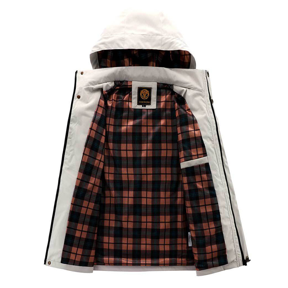 Mittellange Herrenjacke mit Kapuze funktional und stilvoll