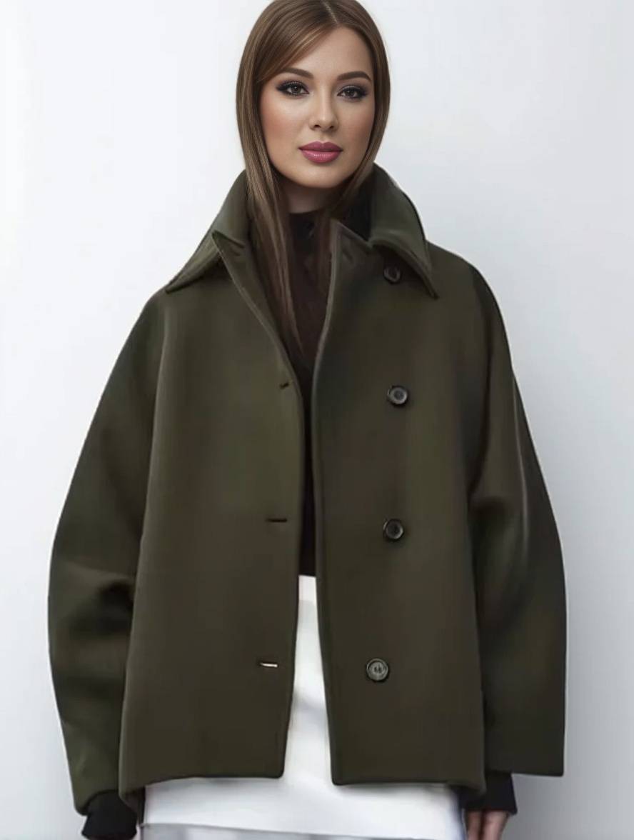 Damenjacke mit Taschen, Reverskragen und weiten Ärmeln für einen eleganten und lässigen Stil
