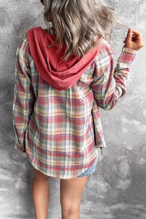 Stylisches Flanell-Top mit Kapuze und Knöpfen