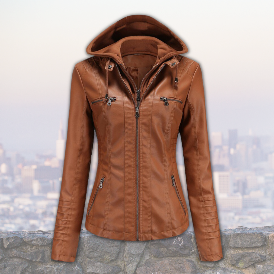 Damenjacke mit Kapuze und elegantem Design