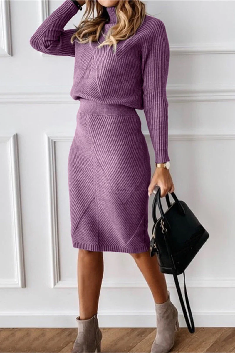 Lässiges Zweiteiliges Outfit für Damen mit Rollkragen und Langarm