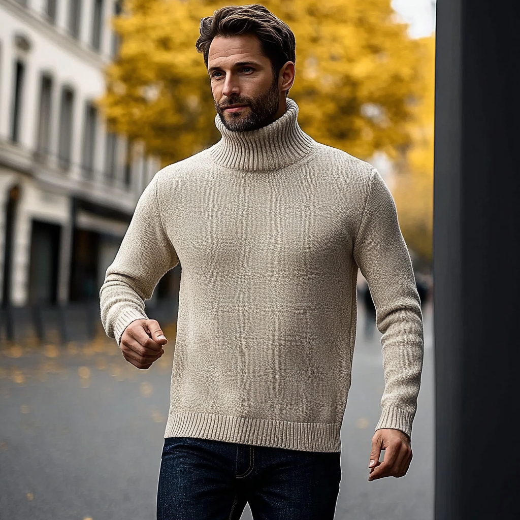 Herrenpullover mit modernem Rollkragen