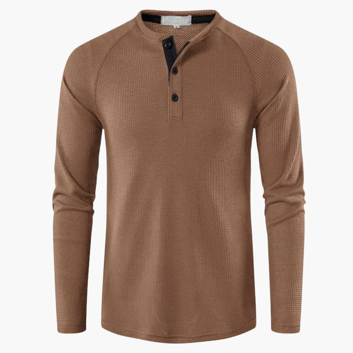 Herren T-Shirt mit halber Knopfleiste und langen Ärmeln ideal für einen modernen Alltagsstil