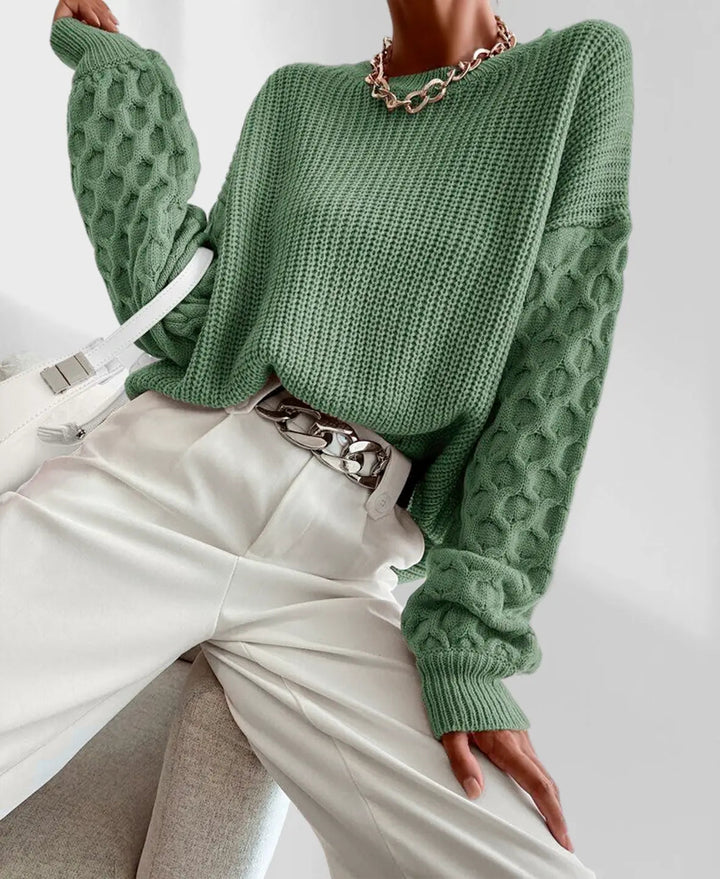 Modischer Damenpullover mit interessantem Ärmel-Design für den Herbst