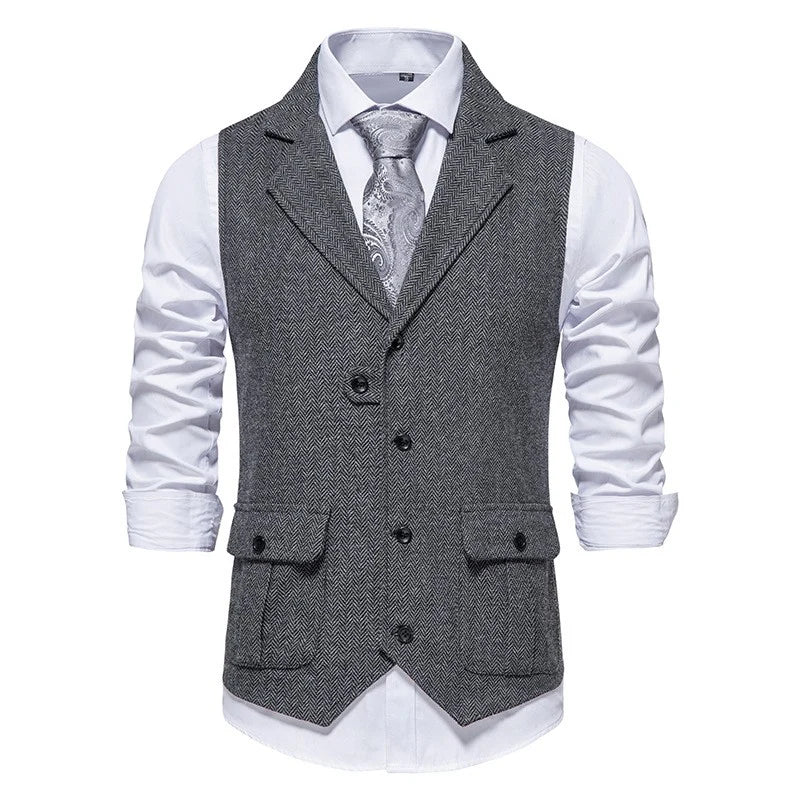 Klassische Herrenweste mit Elegantem Design und Lockerer Kragen – Ideal für Harmonievolle Outfits