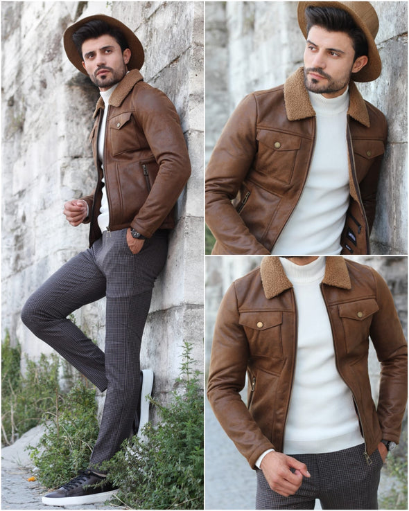 Bequeme Herrenjacke Vintage Design mit Umlegekragen  Ideal für den Alltag