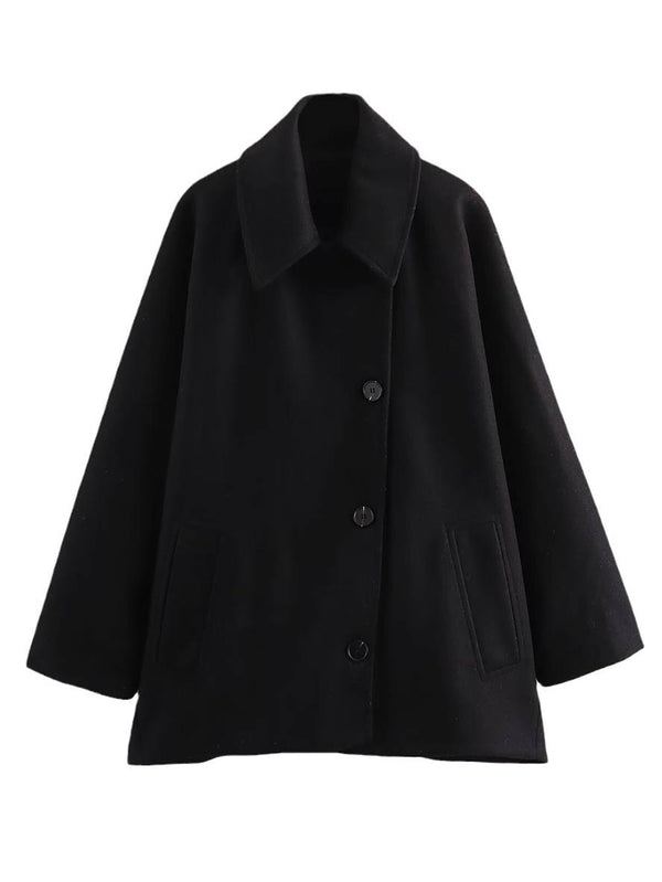 Eleganter und lässiger Damenmantel mit Kragen und Revers für stilvolle Outfits