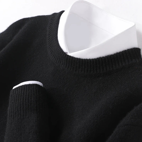 Moderner Herrenpullover mit stilvollem Doppelkragen-Design – Perfekt für jeden Anlass