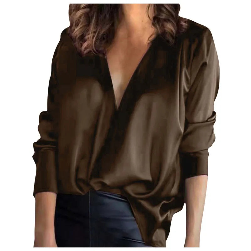 Stylische Bluse mit tiefem V-Ausschnitt