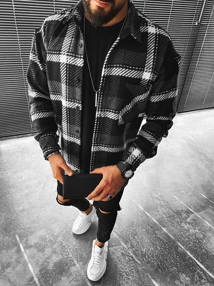 Trendige Lässige Karierte Jacke – Perfekt für Streetwear