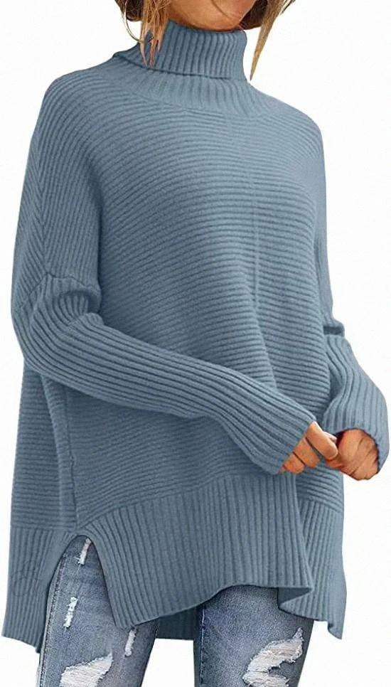 Stilvoller Hochgeschlossener Pullover mit Fledermausärmeln und Lockerer Passform