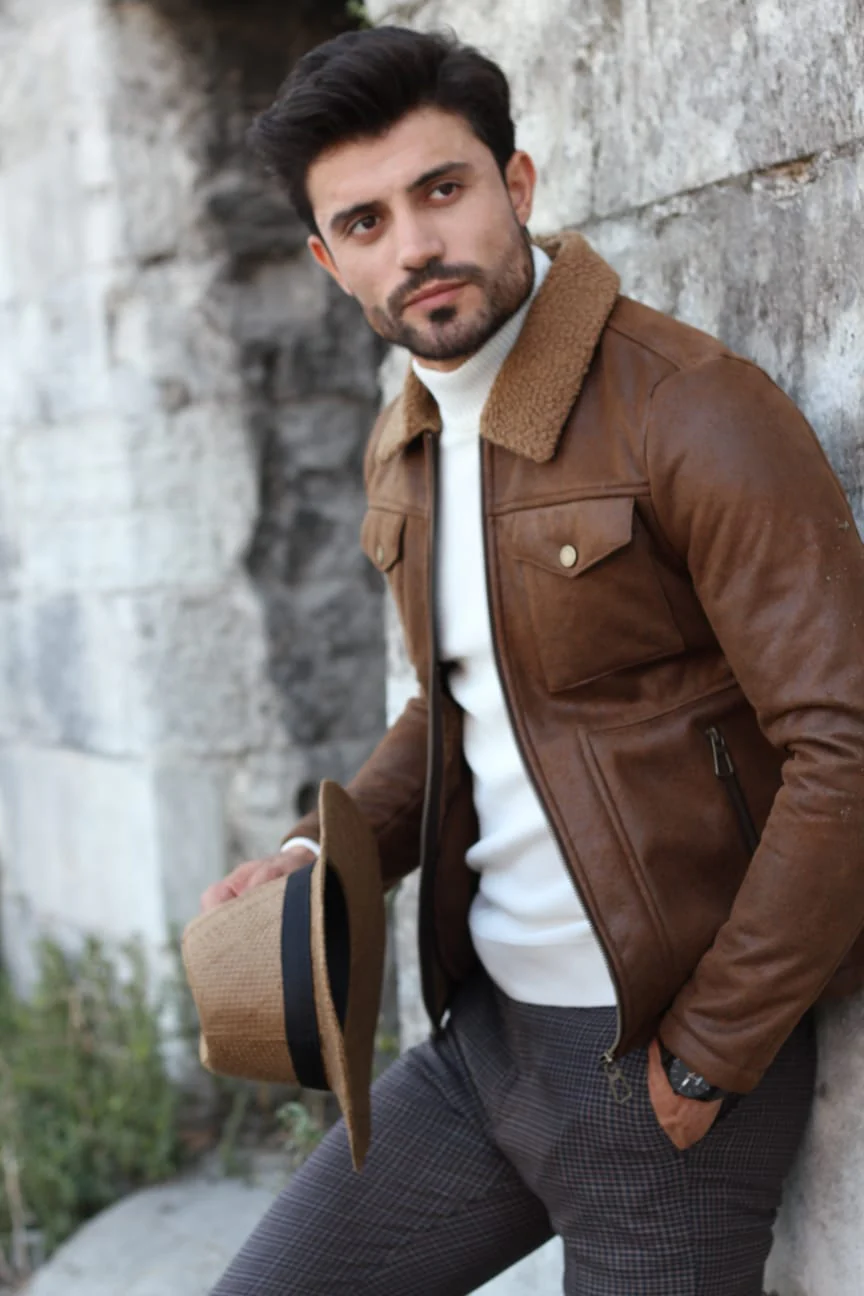 Bequeme Herrenjacke Vintage Design mit Umlegekragen  Ideal für den Alltag