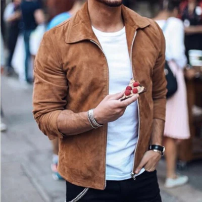 Modische Herrenjacke mit Umlegekragen und Reißverschluss – Stilvoll und Elegan