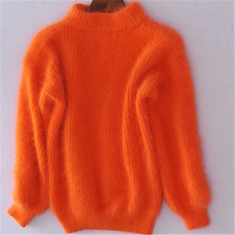 Lockerer einfarbiger Strickpullover - Vintage Angorapullover - Taylor