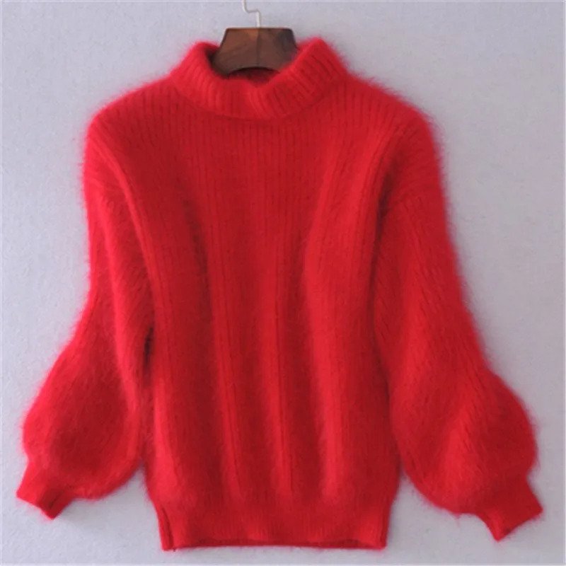 Lockerer einfarbiger Strickpullover - Vintage Angorapullover - Taylor