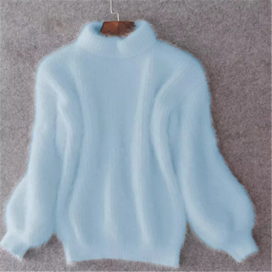 Lockerer einfarbiger Strickpullover - Vintage Angorapullover - Taylor