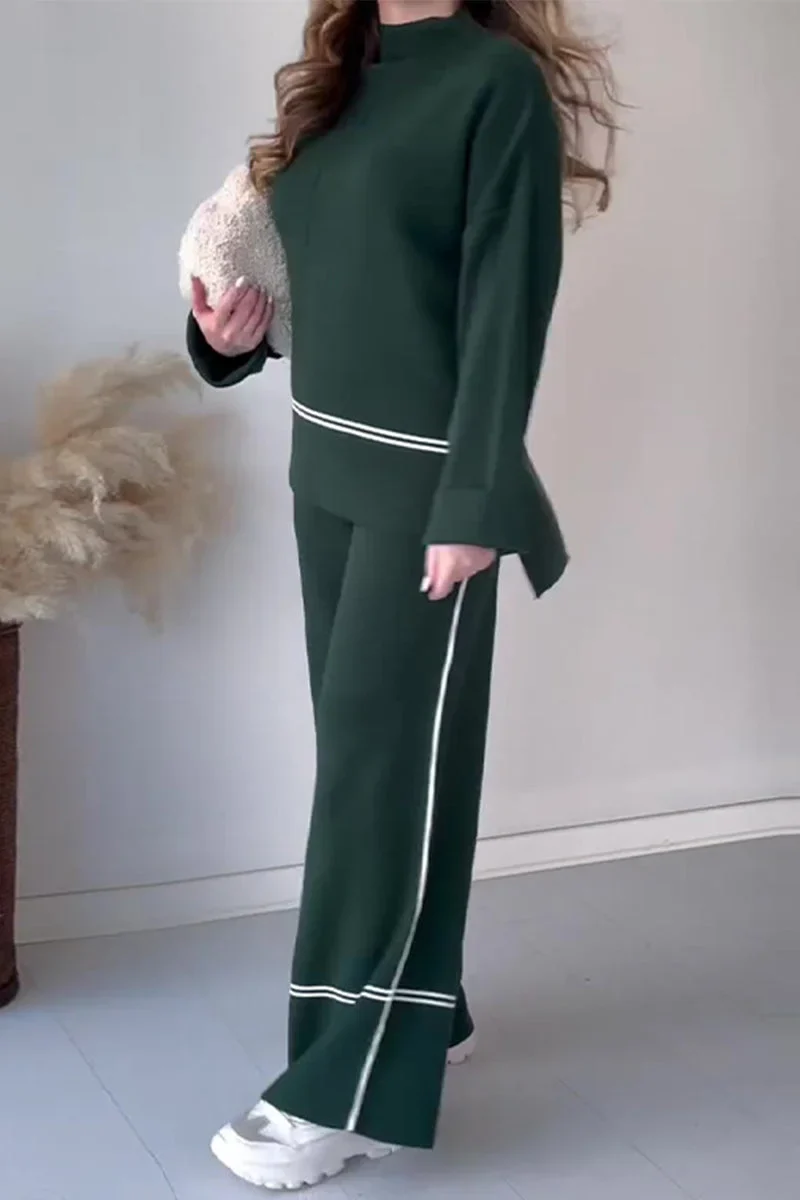 Casual Patchwork Turtleneck Set für Damen mit langen Ärmeln
