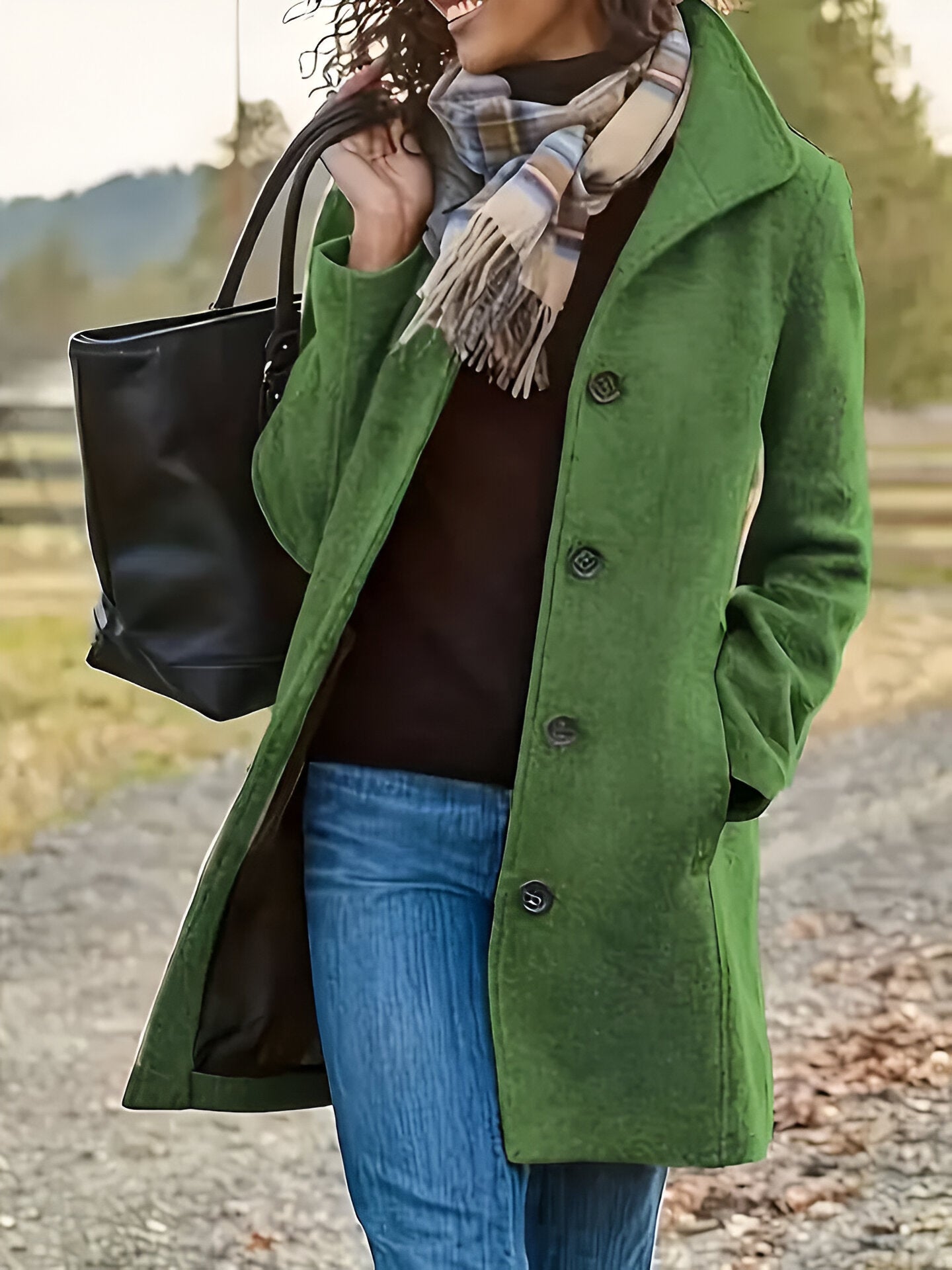 Eleganter Langer Mantel für Damen mit Modernem Stil